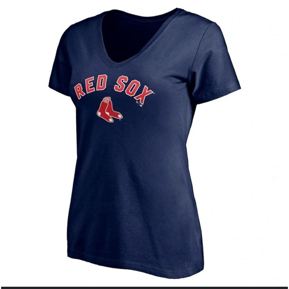 Fanatics Boston Red Sox Navy Blue and Red V Neck Women’s Small